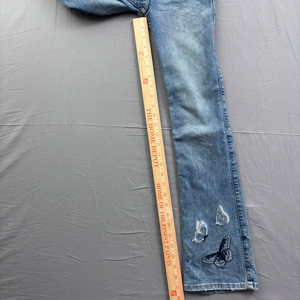 Abercrombie Kids Low Rise Bootcut Jeans Light Wash Butterfly Embroidered 9/10 L - Picture 9 of 9